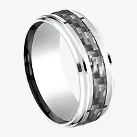Mens 9mm Cobalt and Carbon Fiber Wedding Band Ring