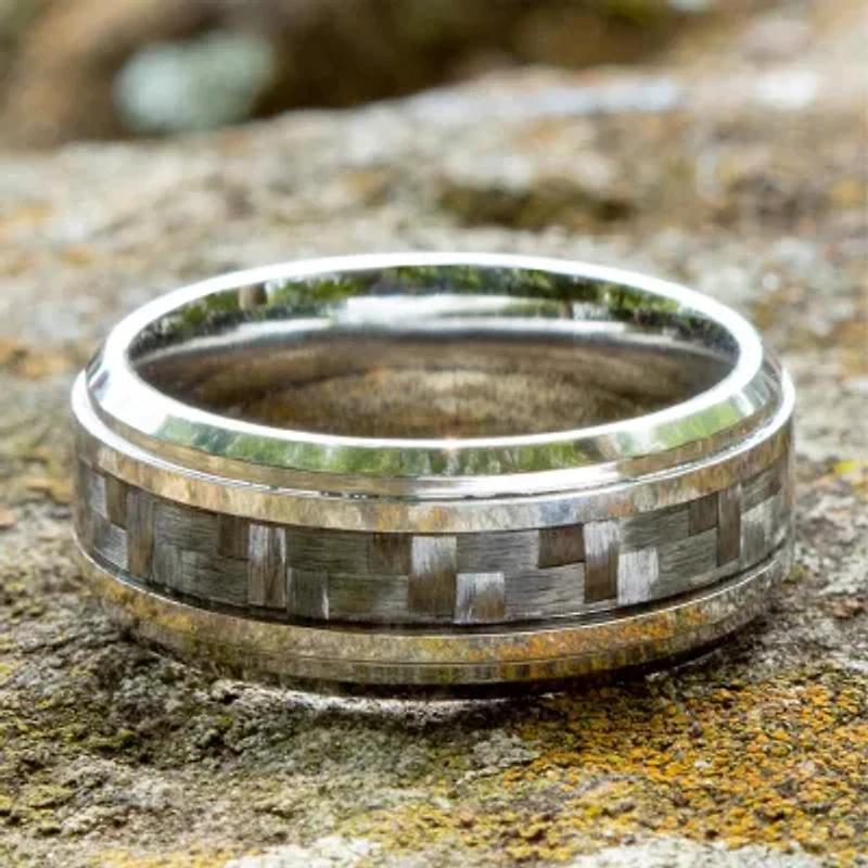 Mens 9mm Cobalt and Carbon Fiber Wedding Band Ring