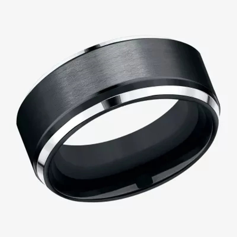 Mens 9mm Black Cobalt Wedding Band