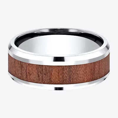 Mens Comfort Fit 8mm Cobalt with Rosewood Inlay Wedding Band