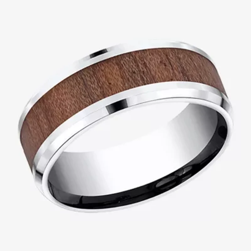 Mens Comfort Fit 8mm Cobalt with Rosewood Inlay Wedding Band