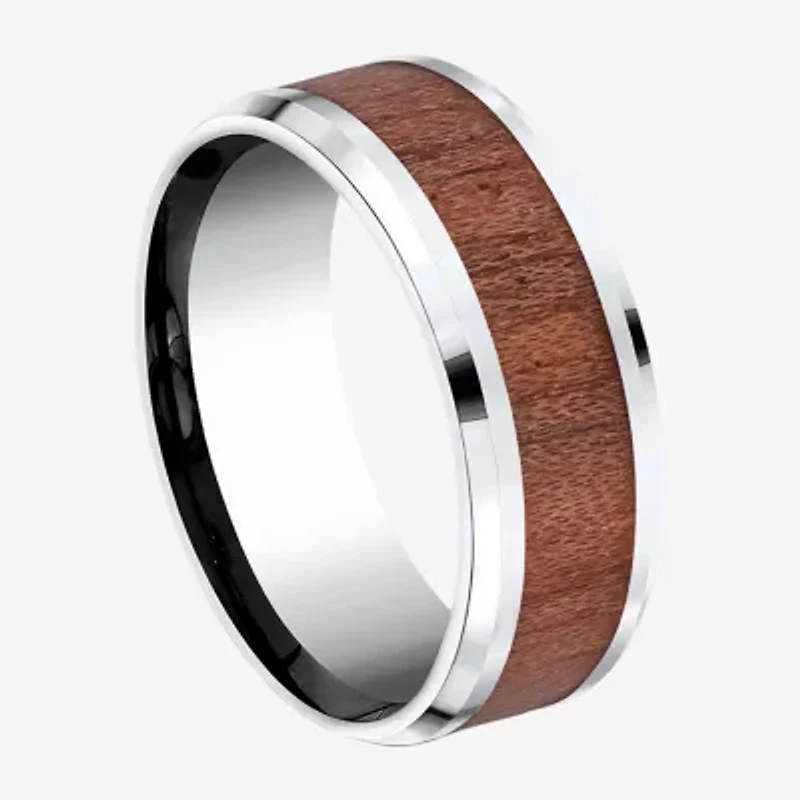 Mens Comfort Fit 8mm Cobalt with Rosewood Inlay Wedding Band