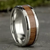 Mens Comfort Fit 8mm Cobalt with Rosewood Inlay Wedding Band