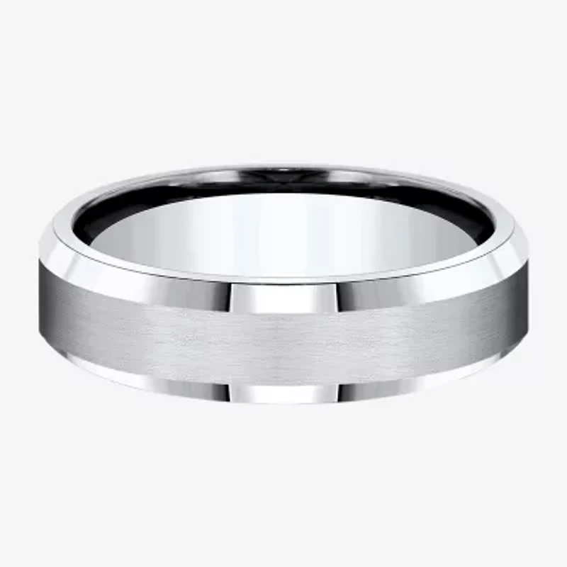 Mens Cobalt Satin Center Beveled Edge 6mm Wedding Band