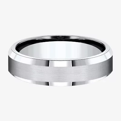 Mens Cobalt Satin Center Beveled Edge 6mm Wedding Band
