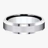 Mens Cobalt Satin Center Beveled Edge 6mm Wedding Band