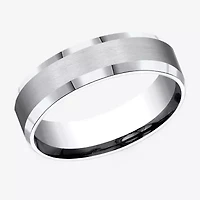 Mens Cobalt Satin Center Beveled Edge 6mm Wedding Band