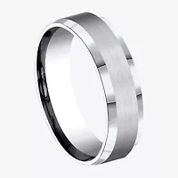 Mens Cobalt Satin Center Beveled Edge 6mm Wedding Band
