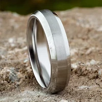 Mens Cobalt Satin Center Beveled Edge 6mm Wedding Band