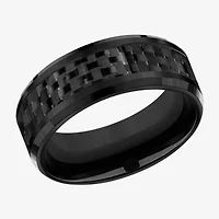 Mens Black Titanium Carbon Fiber Inlay 8mm Wedding Band