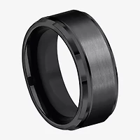 Mens Black Titanium Satin Center 9mm Wedding Band