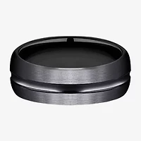 Mens Black Titanium Satin Center 7.5mm Wedding Band