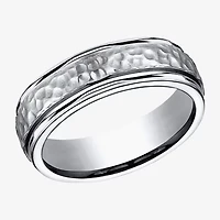 Mens Titanium Hammered Center 7mm Wedding Band