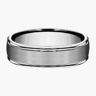 Mens Titanium Satin Center 6mm Wedding Band