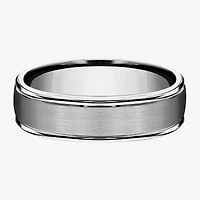 Mens Titanium Satin Center 6mm Wedding Band