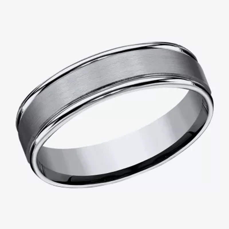 Mens Titanium Satin Center 6mm Wedding Band