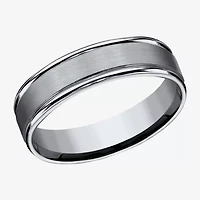 Mens Titanium Satin Center 6mm Wedding Band
