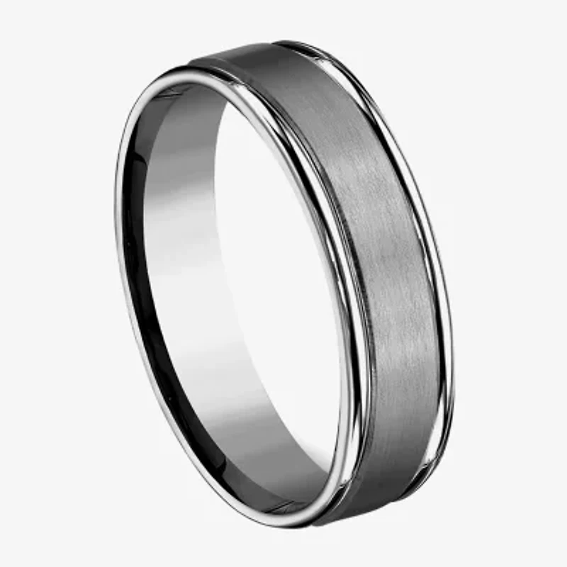 Mens Titanium Satin Center 6mm Wedding Band