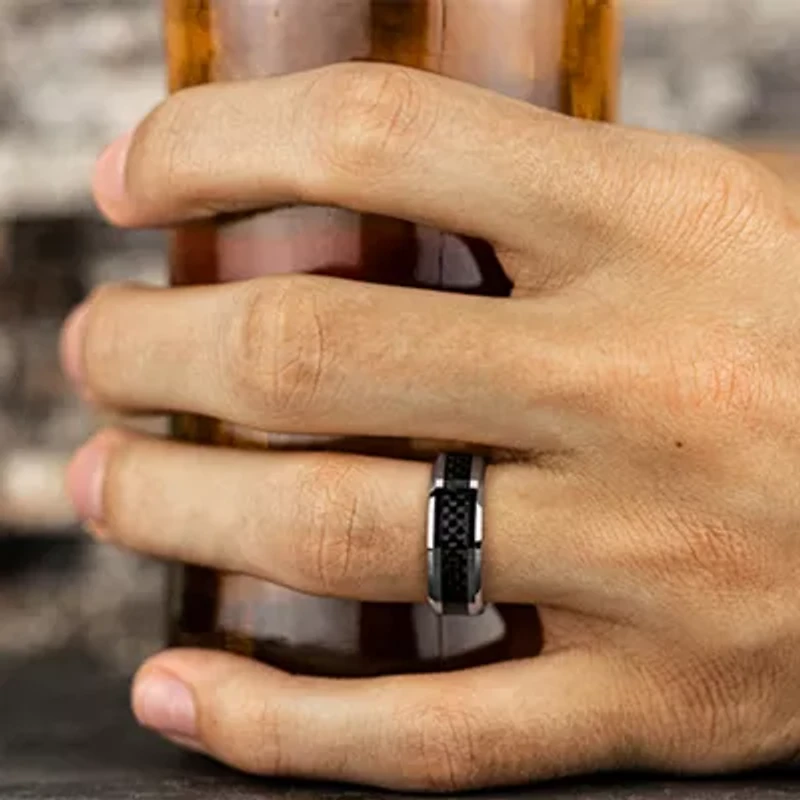 Mens Cobalt with Carbon Fiber Inlay 8mm Wedding Band