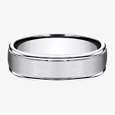Mens Cobalt Satin Center Rounded Edge 6mm Wedding Band