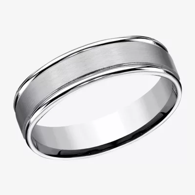 Mens Cobalt Satin Center Rounded Edge 6mm Wedding Band
