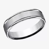 Mens Cobalt Satin Center Rounded Edge 6mm Wedding Band