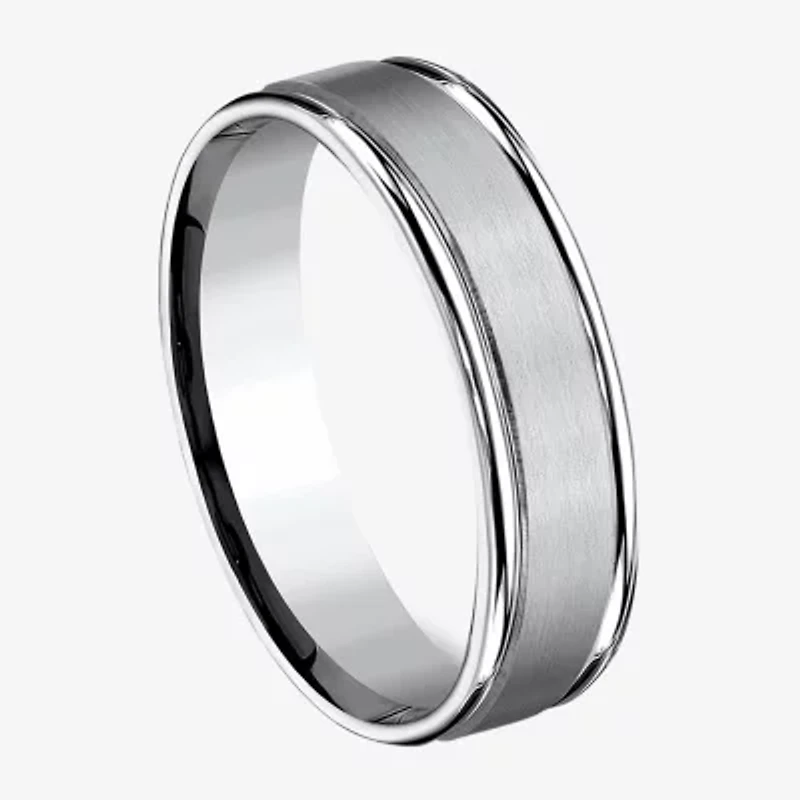 Mens Cobalt Satin Center Rounded Edge 6mm Wedding Band