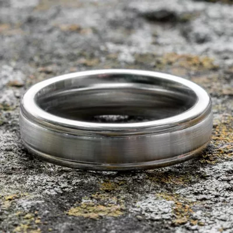 Mens Cobalt Satin Center Rounded Edge 6mm Wedding Band