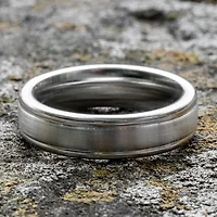 Mens Cobalt Satin Center Rounded Edge 6mm Wedding Band