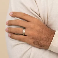 Hammered Mens 6MM 10K Two Tone Gold Wedding Band