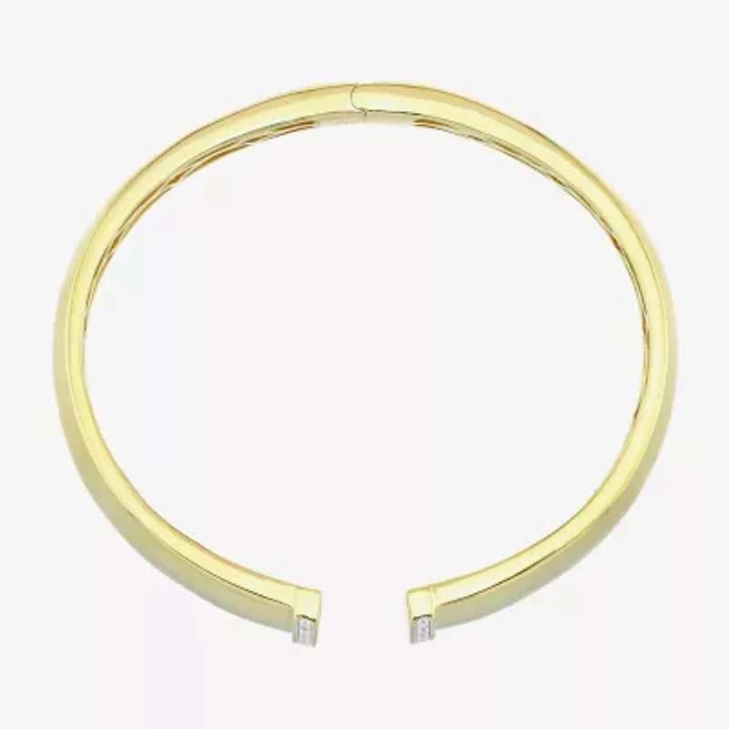 (H-I / Si1) Womens 1/10 CT. T.W. White Diamond 14K Gold Over Silver Cuff Bracelet