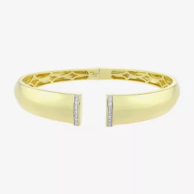 (H-I / Si1) Womens 1/10 CT. T.W. White Diamond 14K Gold Over Silver Cuff Bracelet