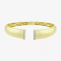 (H-I / Si1) Womens 1/10 CT. T.W. White Diamond 14K Gold Over Silver Cuff Bracelet