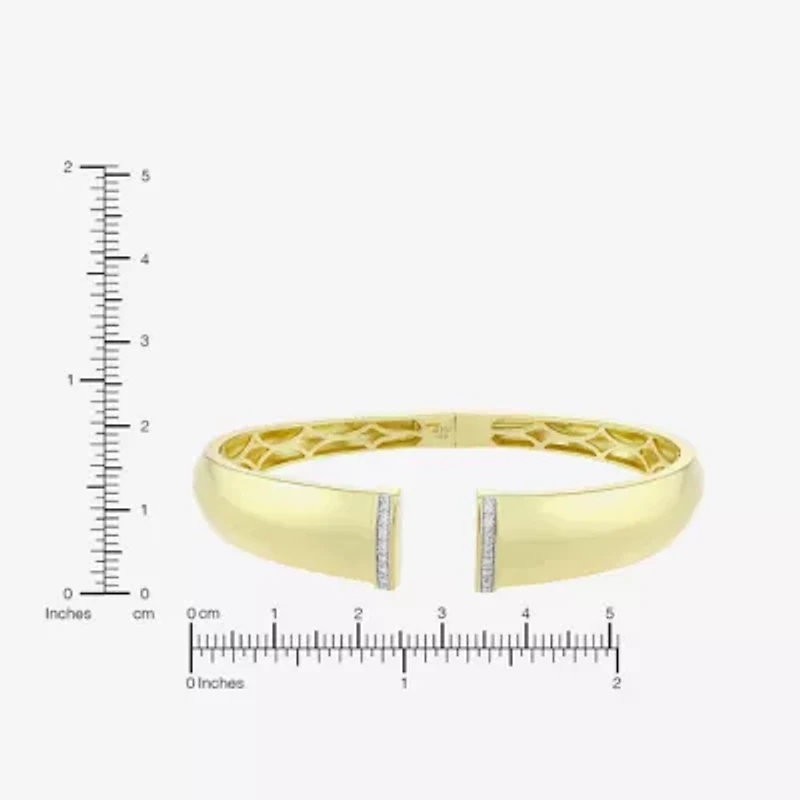 (H-I / Si1) Womens 1/10 CT. T.W. White Diamond 14K Gold Over Silver Cuff Bracelet