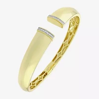 (H-I / Si1) Womens 1/10 CT. T.W. White Diamond 14K Gold Over Silver Cuff Bracelet