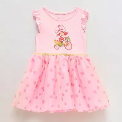 Toddler Girls Sleeveless Flutter Strawberry Shortcake A-Line Dress