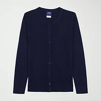 IZOD Womens Long Sleeve Button Juniors Cardigan