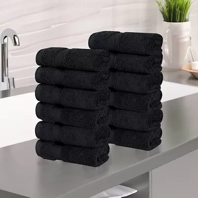 SUPERIOR® Zero Twist Cotton 12pc Face Towel 12-pc. Quick Dry Bath Set