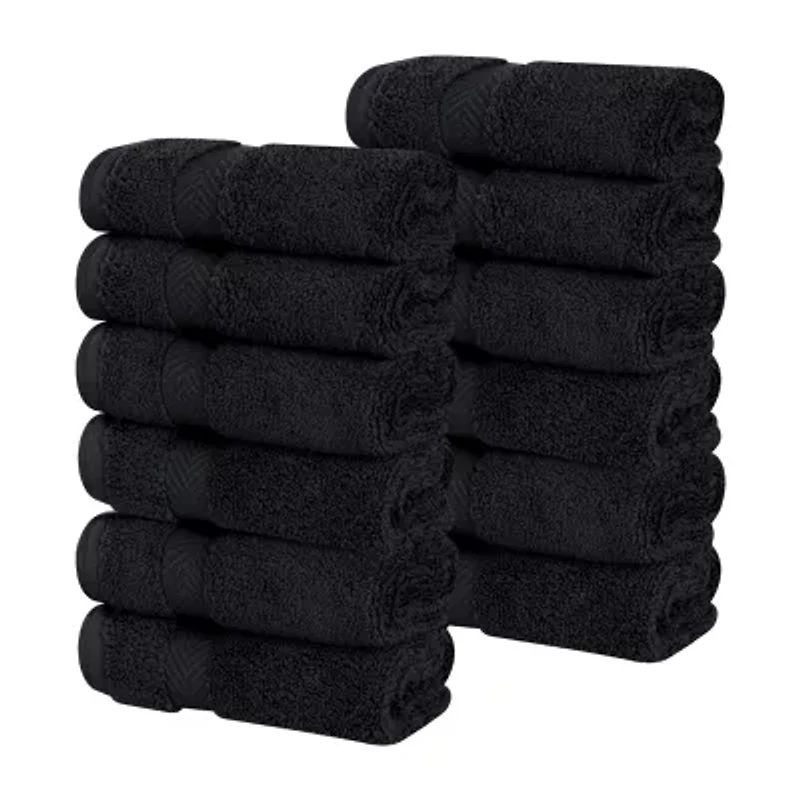 SUPERIOR® Zero Twist Cotton 12pc Face Towel 12-pc. Quick Dry Bath Set
