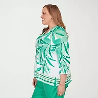 Alfred Dunner Resort Living Womens V Neck 3/4 Sleeve T-Shirt