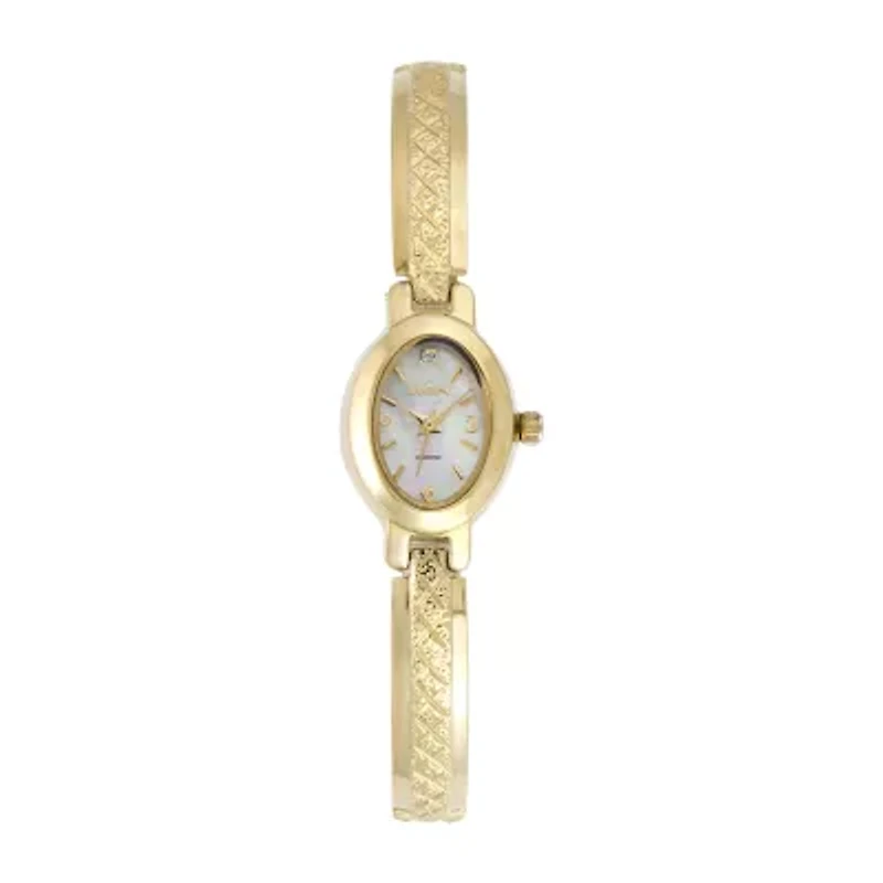 Elgin® Womens Mother-of-Pearl Diamond-Accent Bracelet Watch