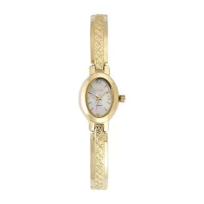 Elgin® Womens Mother-of-Pearl Diamond-Accent Bracelet Watch