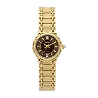 Elgin® Womens Gold-Tone Brown Bracelet Watch