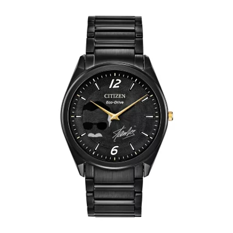 Citizen Stan Lee Marvel Mens Black Stainless Steel Bracelet Watch Ar3077-56w