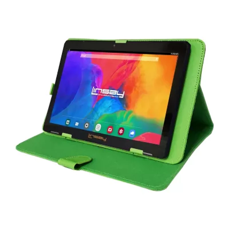 10.1" 1280x800 IPS 2GB RAM 32GB Storage Android 12 Tablet with Green Leather Case"