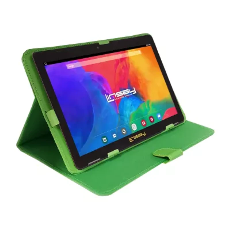 10.1" 1280x800 IPS 2GB RAM 32GB Storage Android 12 Tablet with Green Leather Case"