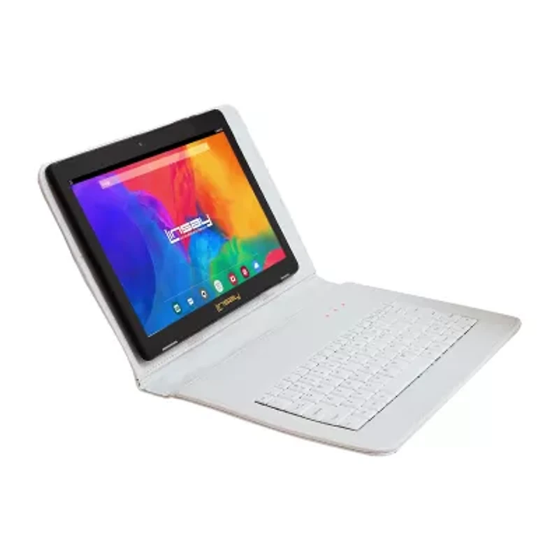 10.1" 1280x800 IPS 2GB RAM 32GB Storage Android 12 Tablet with White Crocodile Style Keyboard/ Pop Holder and Pen Stylus"