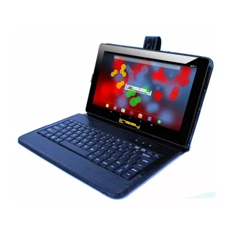 10.1" 1280x800 IPS 2GB RAM 32GB Storage Android 12 Tablet with Black Crocodile Style Leather Keyboard/ Pop Holder and Pen Stylus"