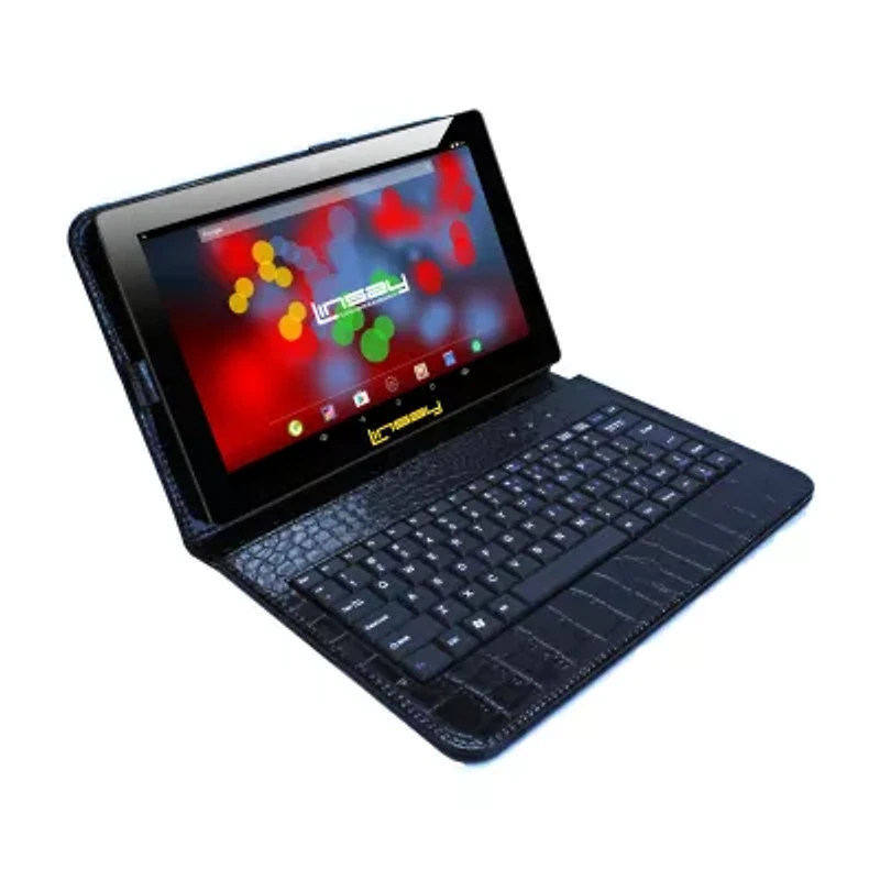 10.1" 1280x800 IPS 2GB RAM 32GB Storage Android 12 Tablet with Black Crocodile Style Leather Keyboard/ Pop Holder and Pen Stylus"