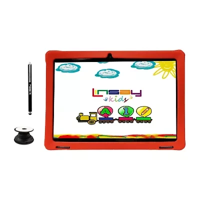 10.1" 1280x800 IPS 2GB RAM 32GB Storage Android 12 Tablet with Red Kids Defender Case/ Pop Holder and Pen Stylus"